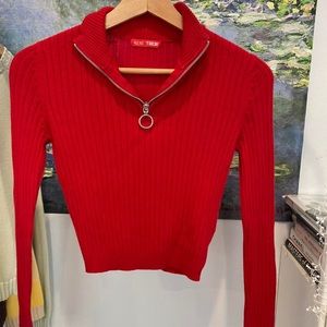 red ribbed longsleeve